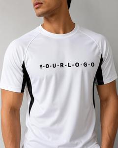 Custom Color Men's White <b>Raglan</b> Sleeve T-Shirt O-Neck Quick Dry Knitted Polyester Sporty Eco-Friendly 180g Custom Print Front - Product Image 1
