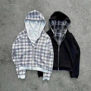 Sudadera con capucha extragrande de doble cara estilo gótico para mujer – Estilo Joker con cremallera para ropa urbana |   Sudadera con capucha de moda coreana para parejas - Product Image 1