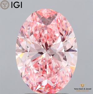 Diamant de laboratoire cultivé CVD de couleur rose vif fantaisie, clarté VS1, taille ovale, 3,50 carats, idéal pour une bague de fiançailles, certifié IGI - Product Image 1