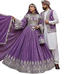 ชุดแต่งงานแบบอัฟกันลูกไม้ทันสมัยคุณภาพสูงขายดี ชุดคูชีสไตล์วินเทจแบบดั้งเดิม ราคาดีที่สุด ความยาวระดับเข่า ทรงเอไลน์ - Product Image 1