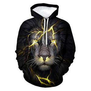 Sudadera con Capucha de León, Diseño 3D, con Bolsillo, Unisex, Estilo Urbano, Gráfico de Safari, Estampado de Rey de la Selva - Product Image 1