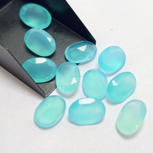 Piedras Preciosas de Calcedonia Aqua Natural, Corte Ovalado, Pulimentadas para Joyería - Product Image 1