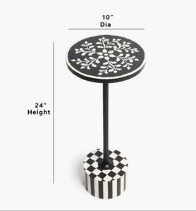 Mesa Auxiliar Redonda de Hueso Incrustado de Diseño Moderno de Alta Calidad, Taburete Lateral Tipo Tambor Hecho a Mano, Mesa de Centro Elegante de Hueso Incrustado - Product Image 6