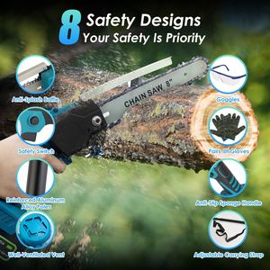 Motosega a Palo 2-in-1 Senza Fili 21V con Batteria, Motore Brushless, Oliatore Automatico, Mini Motosega con Asta di Prolunga per Esterni - Product Image 5