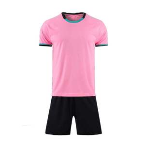 Conjunto de Camiseta de Fútbol Rosa para Hombre, Manga Corta, Cuello Redondo, Poliéster que Absorbe la Humedad, Uniforme de Verano, Talla Adulto, Corte Regular - Product Image 1