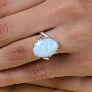 แหวนพลอยลาริมาร์ เงินแท้ 925 แหวนพลอยสีน้ำเงิน - Product Image 4