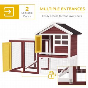 Conigliera in Legno Marrone da 48 Pollici con Tetto Impermeabile in Asfalto, Area Esterna Divertente, Vassoio Rimovibile e Rampa, Arredamento per Animali Domestici - Product Image 4