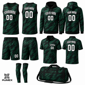Uniforme de Baloncesto Verde Personalizado, Conjunto de Camiseta, Pantalones Cortos, Sudadera con Capucha, Polo, Bolsa Deportiva, Unisex, para Adultos, Absorbe la Humedad - Product Image 4