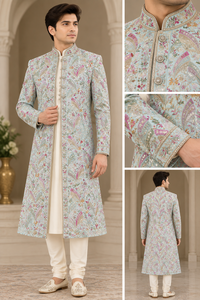 Tissu en satin de soie brodé à motifs floraux pour robe, veste, abaya, kaftan, burqa, vêtements de mariée et de mariages, veste pour enfants. - Product Image 6