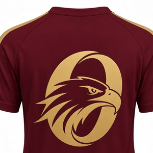 Maillot de sport athlétique à manches courtes couleur bordeaux et or pour équipe, haut d'uniforme d'entraînement de performance, tenue de compétition - Product Image 4