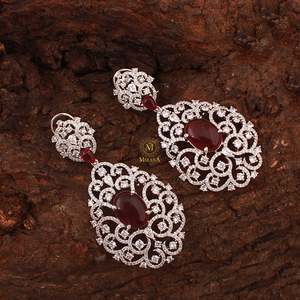 Platinum Plated Crystal CZ Designer Earrings-Trendy Animal Geometric Style - Product Image 4