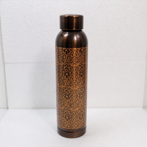Botella de Agua de Cobre Puro Grabada, Antiderrames, Reutilizable, con Acabado Antiguo, para Venta al por Mayor y Suministro a Granel - Product Image 2