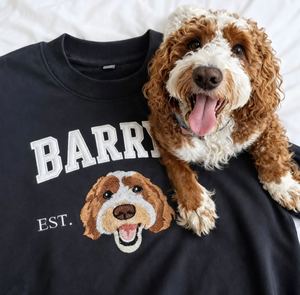 <b>Custom</b> Embroidered <b>Pet</b> <b>Portrait</b> Crewneck Sweatshirt Personalized Dog Face Pullover Gift for Dog Lovers Wholesale - Product Image 1