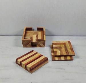Natural <b>Rustic</b> <b>Wood</b> & Resin Boarder Tea Coaster Heat Resistant Non-Slip Square Mats Pads Placemat Table Decoration Accessoris - Product Image 5