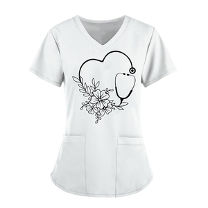 Haut de blouse médicale de qualité professionnelle en tissu extensible, uniforme d'infirmière d'hôpital, confortable, col en V, vêtements de travail unisexes - Product Image 3