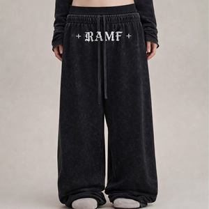 Pantalones Deportivos de Cintura Doble con Franja Lateral y Logotipo Personalizado, Pantalones Jogger Holgados, Pantalones Deportivos Acampanados para Hombre - Product Image 1