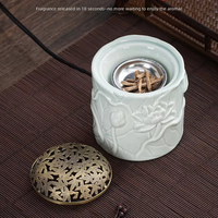 Brûleur d'encens électronique en céramique pour voiture, motif Nuage Auspicieux, recharge USB, minuterie et température réglables, diffuseur d'arômes pour la maison