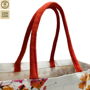 Sac fourre-tout en toile botanique Earth Made 40x34x16 cm, sac de courses en jute à soufflet floral, vente en gros, logo personnalisé OEM - Product Image 4