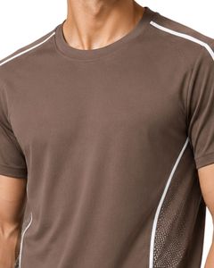 T-shirt de sport marron personnalisé pour homme, séchage rapide, respirant, pour la gym, le fitness, la course à pied, l'entraînement athlétique, en polyester, vêtement de sport - Product Image 5