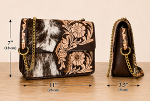 Handcrafted Luxury Floral Carved Hand Tooled Leather Crossbody <b>Bag</b> New Design Genuine Cowhide Leather Messenger <b>Bag</b> for Women's - Product Image 3