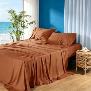 100% <b>Bamboo</b> Fiber 4PCs Cooling Breathable Bed Set-Queen Size 300TC Deep Pocket Stitching Home Hotel Use - Product Image 4