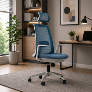 Chaise de bureau pivotante ergonomique moderne en maille KINSHA ALT-01 avec fonctions de confort, logo personnalisable, support lombaire en métal - Product Image 1