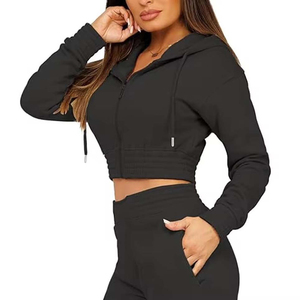 Women's Black 2-Piece Hip Hop Print Pattern <b>Crop</b> <b>Top</b> <b>Set</b> Fleece Casual Sportswear Full Length Pants Breathable Regular Fit - Product Image 2
