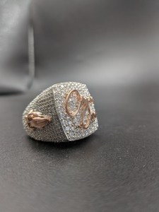 Moissanite Round Cut Diamond Script <b>Ring</b> For <b>Mens</b> 925 Sterling <b>Silver</b> Fine Hip Hop Party Jewelry Gift For Friends - Product Image 4