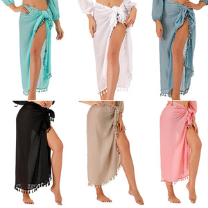 Colorful Sexy Beach Cover up Women's <b>Sarong</b> Bikini 1 Piece 100% Cotton Wrap Waist Logo Pareo - Product Image 6