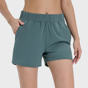 Pantalones Cortos de Yoga para <span class=keywords><strong>Mujer</strong></span>, de Secado Rápido, de Nailon, Cintura Elástica <span class=keywords><strong>con</strong></span> Bolsillo, Pantalones Cortos Deportivos para Correr - Product Image 4