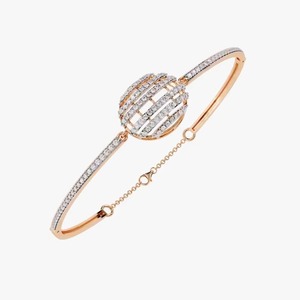 Moissanite <b>Bangle</b> <b>Bracelet</b> Unisex Trendy for Certified Rose Gold Plated Fine Jewelry with Round and Baguette Cut - Product Image 6