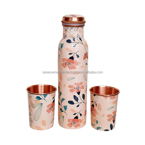 Chất lượng cao Ayurvedic chai đồng & 2 Glass <span class=keywords><strong>Set</strong></span> với Men in BPA free Món quà lý tưởng cho sức khỏe & hydrat hóa ở mức giá tốt - Product Image 5