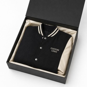 Veste universitaire haut de gamme en mélange de laine avec manches en cuir, fermeture à boutons-pression, col et poignets côtelés, doublure chaude, style classique décontracté urbain - Product Image 6