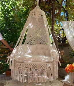 Columpio doble de macramé, columpio doble. Silla mecedora de diseño, Columpio doble, Columpio con diseño, Decoración del hogar, Hamaca de macramé - Product Image 2