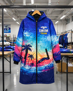 Luxury Swim Parka <b>Jacket</b> for <b>Men</b> and Women, Insulated <b>Long</b> Hooded Coat with Unique design Print, Perfect for Swimming - Product Image 6