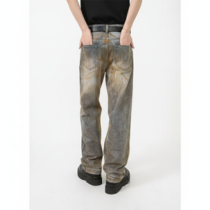 Vaqueros holgados vintage lavados para hombre, estilo urbano, con lavado desgastado, cómodos y transpirables - Product Image 3