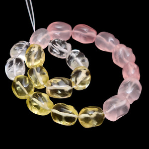 Perles de quartz mélangées AAA 9x12mm-10x14mm, lisses, en forme de pépites, sculptées, en quartz naturel multicolore, pierres précieuses fantaisie, perles roulées pour bijoux - Product Image 1