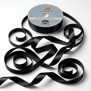 Supplier 6mm Black Double Face Satin Ribbon Roll for Premium Packaging Bookmarks Hair Bows <b>Sewing</b> Event Decor DIY Crafts Use <b>Box</b> - Product Image 2