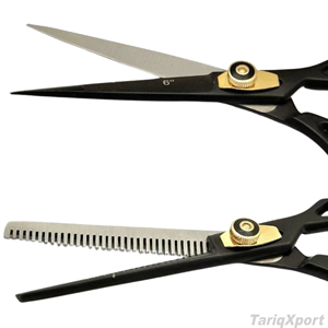Ciseaux de coiffure professionnels pliables noirs avec revêtement, pour effiler les cheveux, manche léger en acier inoxydable - Product Image 2
