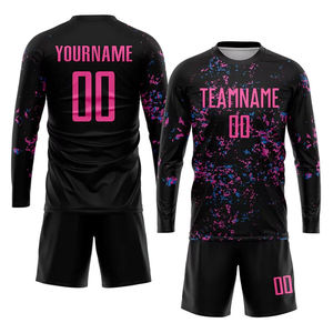 Camisetas de Fútbol Sublimadas Personalizadas en Color Negro y Rosa, con Absorción de Humedad, Talla Juvenil, Manga Corta, Cuello Redondo, Corte Atlético, Uniforme de Fútbol - Product Image 2