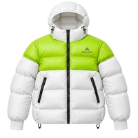 Veste matelassée à capuche pour homme, verte et blanche, chaude, imperméable, légère, pour l'hiver et les activités de plein air, One Apex