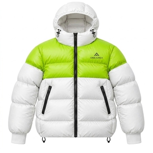 Veste matelassée à capuche pour homme, verte et blanche, chaude, imperméable, légère, pour l'hiver et les activités de plein air, One Apex - Product Image 1