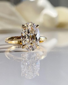 1 CT Teardrop Pear Cut Diamond Ring Lab Grown 14K Yellow Gold Floating Basket Setting Engagement Wedding Ring for Women - Product Image 1