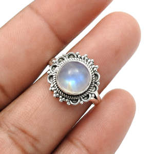 Handmade Solid 925 Sterling Silver <b>Ring</b> Unique And Classic Design <b>Ring</b> With Natural Rainbow <b>Moonstone</b> Gemstone Bohemian <b>Ring</b> - Product Image 4