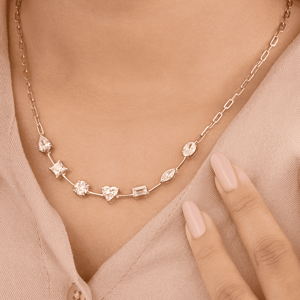 Delicado Collar de Novia Moderno con Diamantes de Múltiples Formas, Elegante Joyería de Diseño para Mujer - Product Image 1