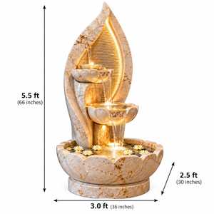 Nouvelle Fontaine d'Eau en Marbre Vision, Design Personnalisé, Autoportante, en Forme d'Animal, Grande Fontaine Décorative d'Extérieur pour Jardin, à Niveaux, avec Bol Lotus et LED - Product Image 3