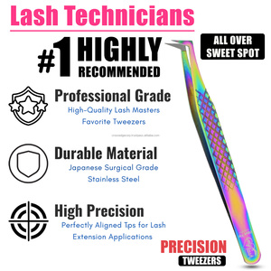 Wholesale Multi Color Lash Tweezers Fiber Tip Eyelash Extension Tweezers Curved 90° Volume Lash <b>Tool</b> - Product Image 3