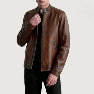 Fashionable High Street Style Men's Cow Skin Genuine <b>Leather</b> Distressed Brown Biker Jacket Waterproof Dress Customized Available - Product Image 3