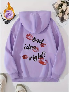 Sweat-shirt court à demi-zip pour femme, design personnalisé, tendance, en polaire, avec col et capuche - Product Image 3