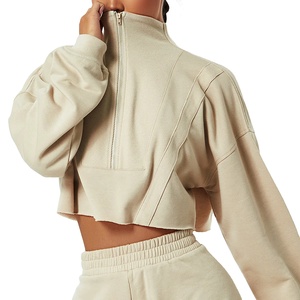 2025 New Fashionable Autumn Women's Casual Sweatshirt Zip-Up Custom Crop <b>Top</b> Hoodie XS Size <b>Winter</b> Streetwear with Hooded Collar - Product Image 3